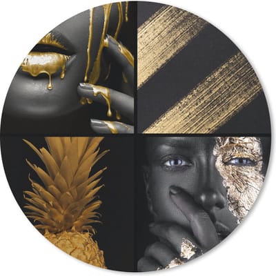 Muismat rond 20x20 cm - Mousepad Collage - Verf - Goud - Vrouwen - Ronde muismatten