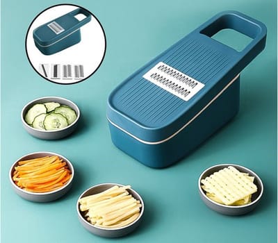 5-in-1 Multifunctionele Groentesnijder & Rasp met Afvoermand – Moeiteloos Snijden, Raspen & Opbergen in Één! – Mandoline snijder met 5 Verwisselbare Messen – Multifunctionele Groentesnijder & Hakselaar - 36090