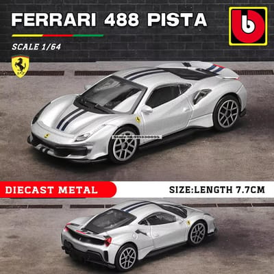 Bburago 1:64 Ferrari Serie California T 488 Pista Roma Legering Luxe Auto Die-Cast Auto Model Speelgoed Collectie Cadeau gray