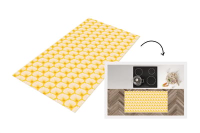 Keukenloper 120x60 cm - Keukenmat vinyl Art Deco - Design - Schelp - Geel - Keukenmatten loper - Keuken vloerkleed tapijt