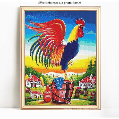 Peinture Diamant 5D Ronde Complète Animal Coq Broderie Vente Image de Diamant Strass 20X30 blue