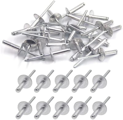 100 Aluminium Blindklinknagels met Grote Flens - 4,8 mm - Verpakking van 100 Stuks