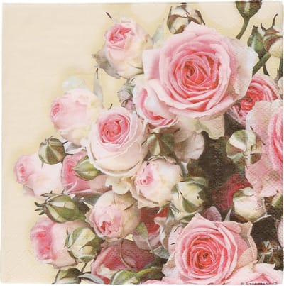 Ambiente Servetten - geel met rozen/bloemen - 20x - 33 x 33 cm - voorjaar servetten - Papieren wegwerpservetten 3-laags