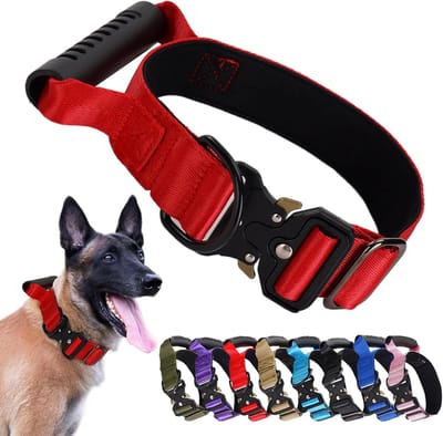 Tactische Hondenhalsband met Handvat - Stevig Nylon Halsband met Snelsluiting Metalen Gesp - Verstelbaar Militair Halsband voor Grote Honden Training