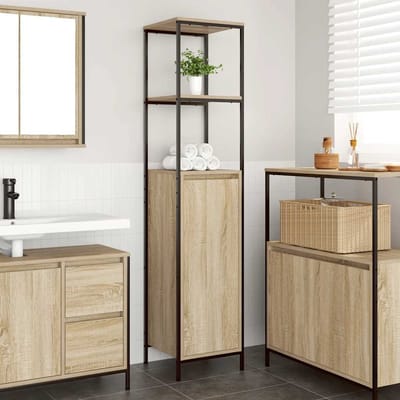 vidaXL - Badkamermeubel - met - planken - 36x35x165 - cm - Sonoma - eikenkleurig