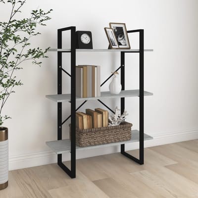 vidaXL - Boekenkast - 80x30x105 - cm - bewerkt - hout - grijs - sonoma - eikenkleurig