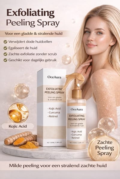 Exfoliating Peeling Spray – Body Peeling Spray – Exfoliant Spray – Dode Huidcellen Verwijderen – Gladde Huid – Kojic Acid – Retinol – Turmeric – Huidverzorging Spray