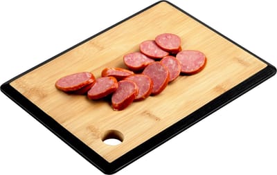 Kesper Keuken voedsel bereiden snijplank - 35 x 26 cm - bamboe hout - zwarte rand - luxe versie