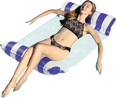 Livano Luxe Waterhangmat - Luchtbed Zwembad - Luchtmatras Opblaasbaar - Water Hangmat - Aqua Lounge - Donker Blauw