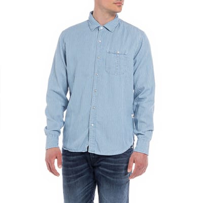 Replay M4066 .000.52600 Overhemd Met Lange Mouwen Blauw S Man
