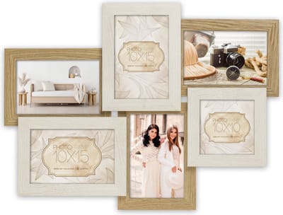 ZEP - Multi Houten Fotolijst Locarno Wit / Bruin voor foto's 5x 10x15 en 1x 10x10 (47x35 cm) - DT553W