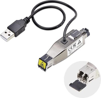 StarTech.com Gigabit Glasvezel naar RJ45 Ethernet Media Converter Dongle, Optisch Singlemode 10km/Multimode 800m, USB Voeding, Compact Ontwerp, Stalen Behuizing, Micro Mini, TAA