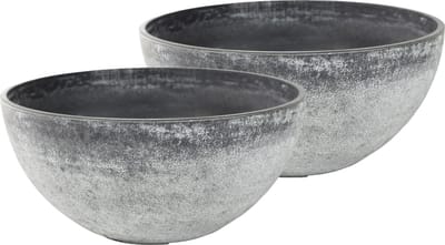 Ter Steege Bloempot/plantenpot schaal - Set van 2x stuks - kunststof - grijs - D55 x H23 cm