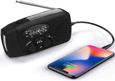 Noodradio-zonne-powerbank 2000 mAh-WB/FM/AM-zaklamp-overlevings-/campingradio-SOS-waarschuwing-IPX3 waterdicht-noodradio (zwart)