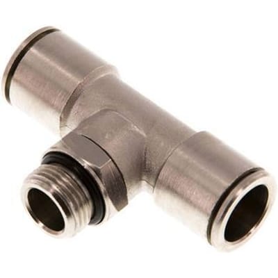 14mm x G3/8'' inline T-stuk Messing Insteekfitting Buitendraad Draaibaar NBR