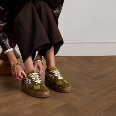 Manfield - Dames - Groene suède sneakers - Maat 38