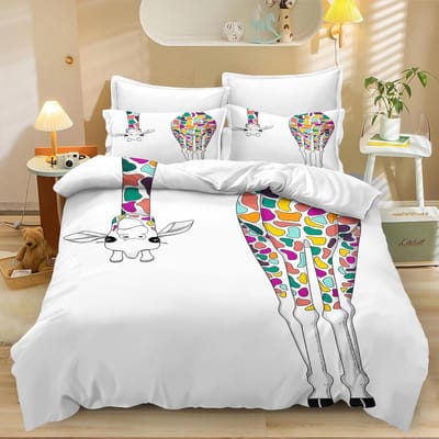 Giraffe Eenpersoons Dekbedovertrek, Grasland Wild Dier Geel Beddengoed Set Voor Kinderen Volwassenen Set Zacht Met Rits 2 Delig Giraffe Cadeaus 90x200cm 2pcs