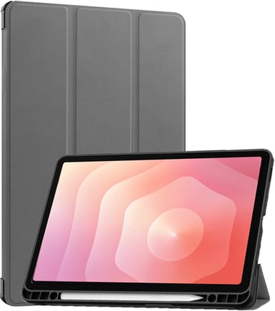 Hoes - Geschikt voor Samsung Galaxy Tab S11 - Dun & Stevig - Trifold Bookcase - Hard Cover Case - Met Uitsparing Geschikt voor S Pen - Hardcover Book - Tablet Hoesje - Grijs