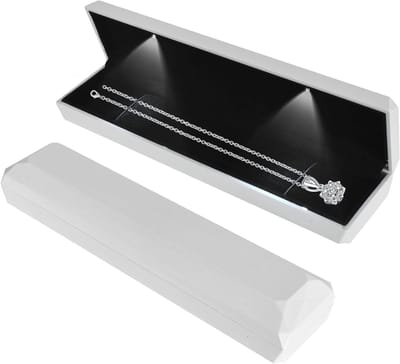 Elegante Sieradenbox met LED Verlichting voor Kettingen en Armbanden, Velvet Display Koffer voor Huwelijksaanzoeken en Geschenken, 23*5.5*3.5cm