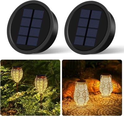 Solar Vervangingspaneel - Solar Deksel - Tuinverlichting Verlichten - IP65 Waterbestendig - 8.2 cm Diameter - Warm Wit
