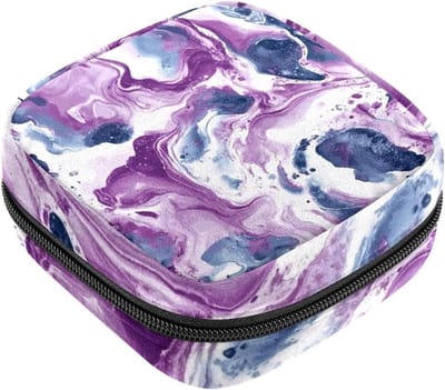 Eerste menstruatiezakken voor school, maandverband, kleurrijke marmeren textuur naadloos patroon rits menstruatiecup zakje, tampon tassen voor vrouwen