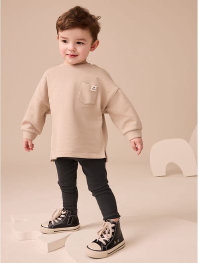 Next - Jongens - Set van top met lange mouwen en legging - Naturel