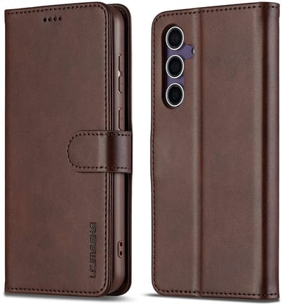 LC.IMEEKE Hoesje - Geschikt voor Samsung Galaxy A57 Hoesje - LC.IMEEKE Luxe Book Case - Donkerbruin