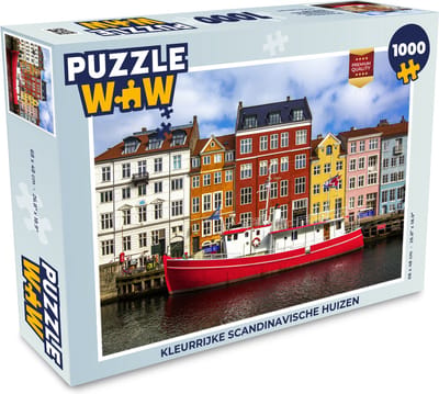 Puzzel Kleurrijke Scandinavische huizen - Legpuzzel - Puzzel 1000 stukjes volwassenen