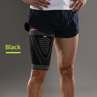 1 Stuk Elastische Antislip Dijsteunmouw Ademend Comfortabel voor Sporttraining M zwart