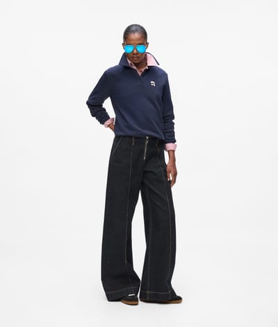 Karl Lagerfeld Ikon Patch Polo Sweatshirt Evening Blue Taglia: S | Maglie a manica lunga Outlet | Donna | Blu
