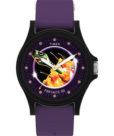 Timex X Fortnite Acadia TW2Y46300 Horloge - Textiel - Paars - Ø 40 mm
