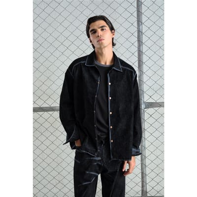 Lange mouwen knoop blouse van gabardine met jassenkraag