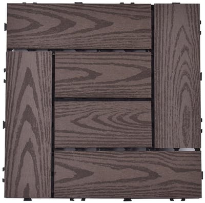 Terrastegels Hout-Kunststof - Composiet Tegels Vloertegels Buiten - Tuin Aankleden - In elkaar grijpend Systeem - 15 stuks - Koffiebruin