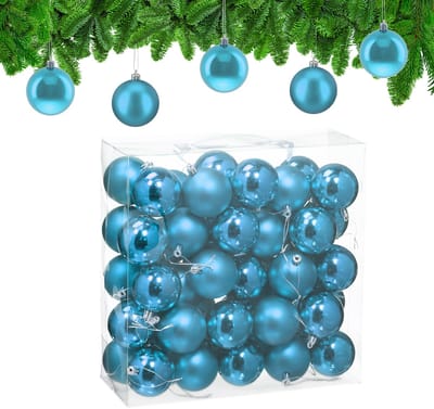 kerstballen set van 50 - Ø 6 cm - glanzend - mat - kunststof - petrol