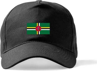 Zwarte Pet Beechfield met Wereldvlaggen, land Dominica klittenbandsluiting