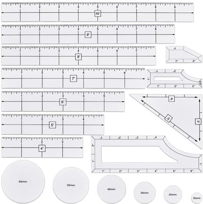 Dailygoods- Doelpuntmarkeringen 17 Stuks - Acryl Liniaal - Ronde/Driehoekige/Rechthoekige/Trapeziumvormige Markers - Gaming-Accessoires - Meetliniaal voor Tafelspellen - Eenvoudige Bediening - Speelliniaal