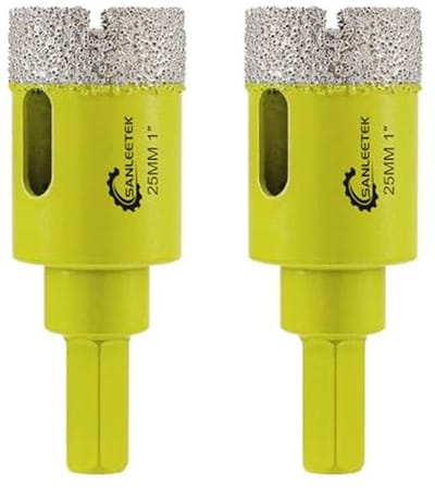 Droogdiamantboorkroon 25 mm - Set van 2 Tegelboren voor Keramische Tegels, Graniet, Marmer en Kunststeen
