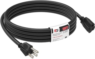 Verlengsnoer 10 ft - 16/3 SJTW Heavy Duty Weerbestendig met 3 Prong Aansluiting voor Binnen en Buiten