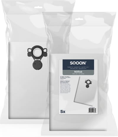 SQOON® Stofzuigerzakken Geschikt voor Nilfisk Alto / WAP / KEW AERO 20/25/26 Series - 5 Stuks