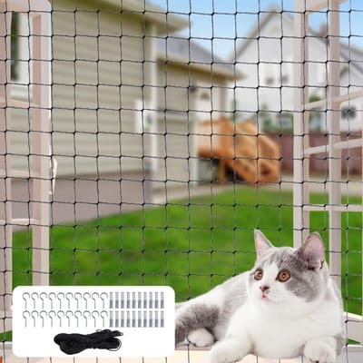 Dailygoods- Kattenbeschermingsnet 3 x 4 m - Zwart Nylon - Scheurvast - Op maat te snijden - Eenvoudig te installeren - Bescherming tegen vallen - Balkonnet