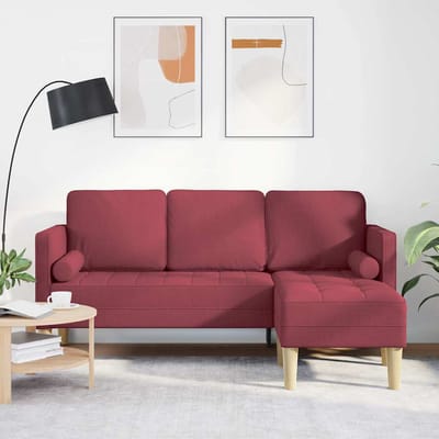 vidaXL - Bankstel - Wijnrood - 173 - x - 131 - x - 67 - cm - Polyester
