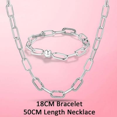 Sieradenset 925 Sterling Zilver Me Armband Ketting Ketting Sieradenset voor Vrouwen Sieraden Mode Oorbellen Sieraden Maken Cadeau zilver