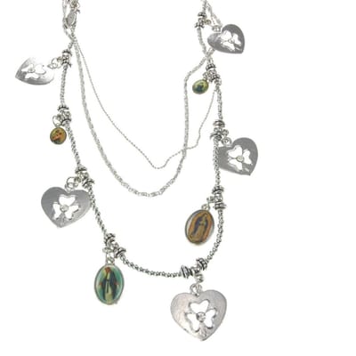 Behave - Lange ketting met bedeltjes en hartvormige bedels - 86 cm