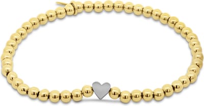 CO88 Collection - 8CB-91332 - stalen kralenarmband vrouwen met hartje - 4 mm - goudkleurig
