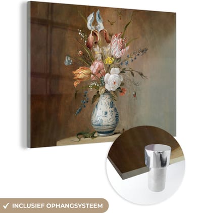 MuchoWow® Glasschilderij 120x90 cm - Schilderij acrylglas - Oude meesters - Bloemen - Balthasar van der Ast - Foto op glas - Schilderijen