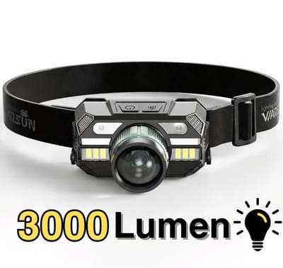 Warsun Hoofdlamp - 3000 lumen LED oplaadbaar - kamperen - waterdicht - Noodlamp