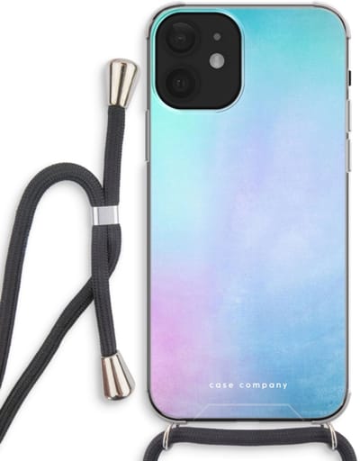 Case Company® - Hoesje met koord geschikt voor iPhone 12 hoesje met Koord - Mist pastel - Telefoonhoesje met Zwart Koord - Bescherming aan alle Kanten en Over de Schermrand