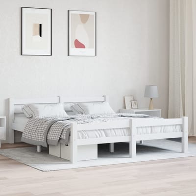vidaXL - Bedframe - massief - grenenhout - wit - 160x200 - cm