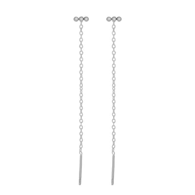 Essentialistics - Stud doortrek oorbellen balletjes op een rij - Nikkelvrij - Zilverkleur - Stainless steel (verkleurt niet)