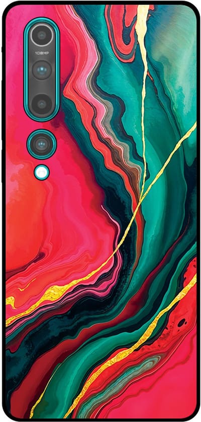 Smartphonica Telefoonhoesje Geschikt voor Xiaomi Mi 10 / 10 Pro met Rood Groen Marmer Opdruk - TPU Backcover Case Red Green Marble Design geschikt voor Xiaomi Mi 10;Xiaomi Mi 10 Pro